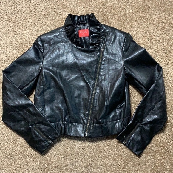 Women’s Elle faux leather jacket asymmetrical Sz S - Picture 1 of 6